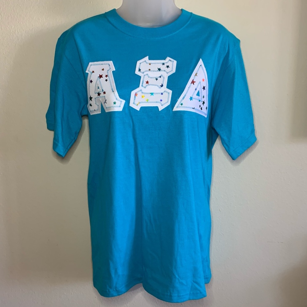 NWOT Custom Alpha Xi Delta Sorority Axid Embroidered Greek Letters Shirt - Sz. S